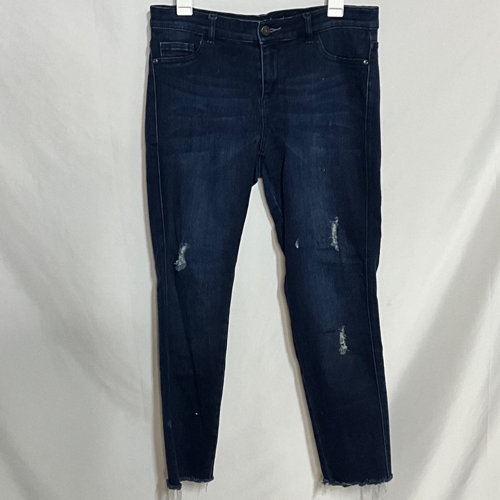 New York & Company Dark Blue Distressed Skinny Jean Leggings